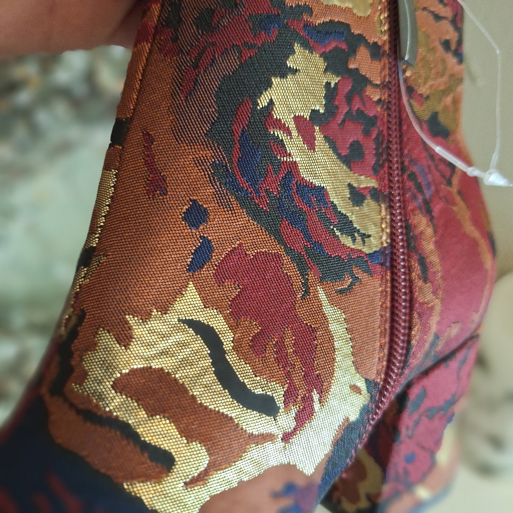 🥰NEW Franco Sarto Olympia tapestry textured floral block heel boot 7.5 - Picture 4 of 15